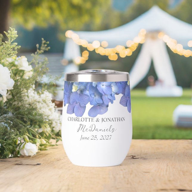 Blue Hydrangea Petals Wedding Personalised Names (Wedding (Rotated))