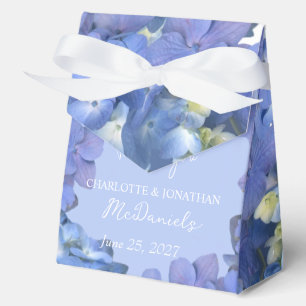 Blue Hydrangea Petals Wedding Personalised Names Favour Box