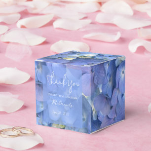 Blue Hydrangea Petals Wedding Personalised Names Favour Box