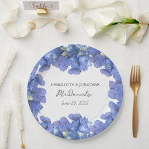 Blue Hydrangea Petals Wedding Personalised Names