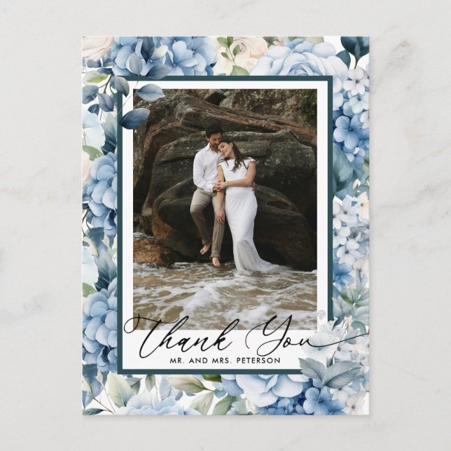Blue Hydrangea | Photo Thank You Postcard (Front)