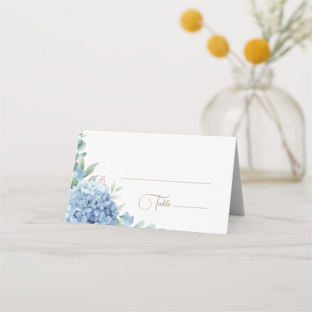 blue hydrangea  place card (Front)