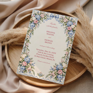 Blue Hydrangea Porcelain Garden Romance Invitation