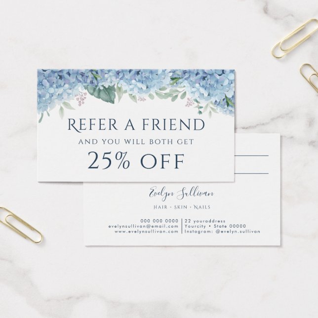 Blue Hydrangea Referral Card (Office)