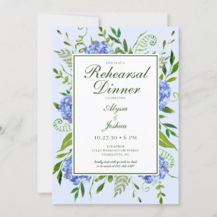 Blue Hydrangea Rehearsal Dinner Invitation