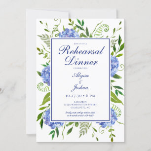 Blue Hydrangea Rehearsal Dinner Invitation