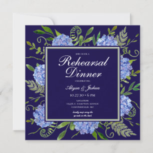 Blue Hydrangea Rehearsal Dinner Invitation