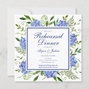 Blue Hydrangea Rehearsal Dinner Invitation
