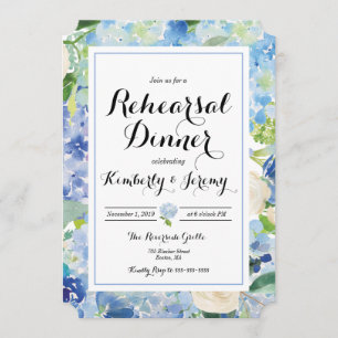 Blue Hydrangea Rehearsal Dinner Invitation Card