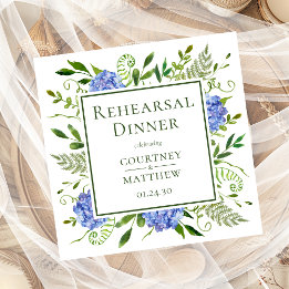Blue Hydrangea Rehearsal Dinner  Napkin
