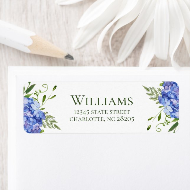 Blue Hydrangea Rehearsal Dinner Return Address (Insitu)