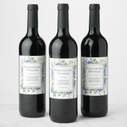 Blue Hydrangea Rehearsal Dinner Wine Label