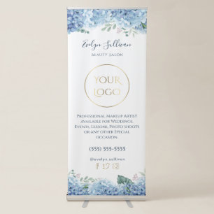 Blue hydrangea retractable banner