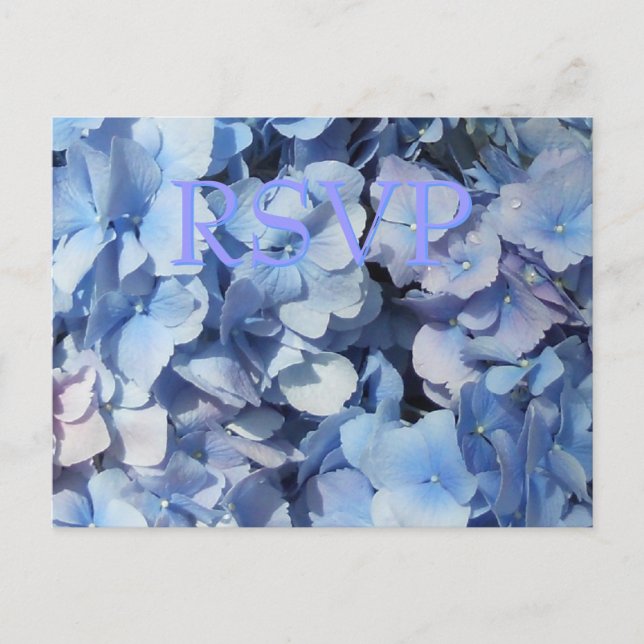 Blue Hydrangea RSVP Response Invitation Postcard (Front)