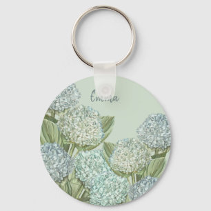 Blue Hydrangea/ Sage Green Key Ring