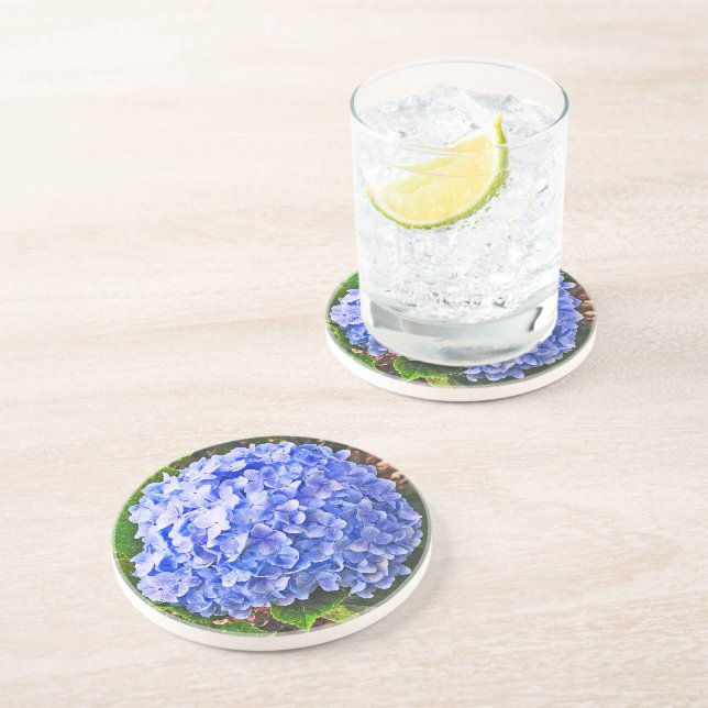 BLUE HYDRANGEA SANDSTONE COASTER (Side)
