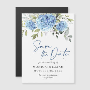 Blue Hydrangea Save the Date Magnetic Card