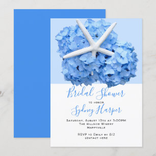 Blue Hydrangea Seaside Garden Bridal Shower Invita Invitation