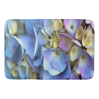 Blue Hydrangea Shrub Artistic Bossom Bath Mat