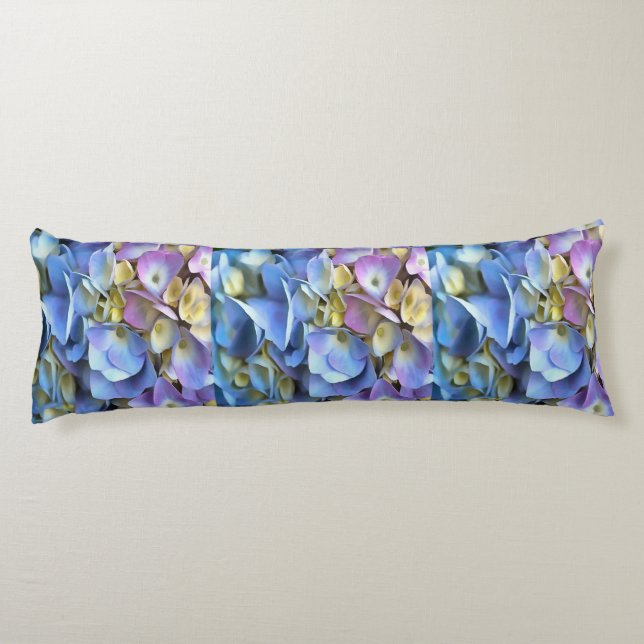 Blue Hydrangea Shrub Artistic Bossom Body Cushion (Back)