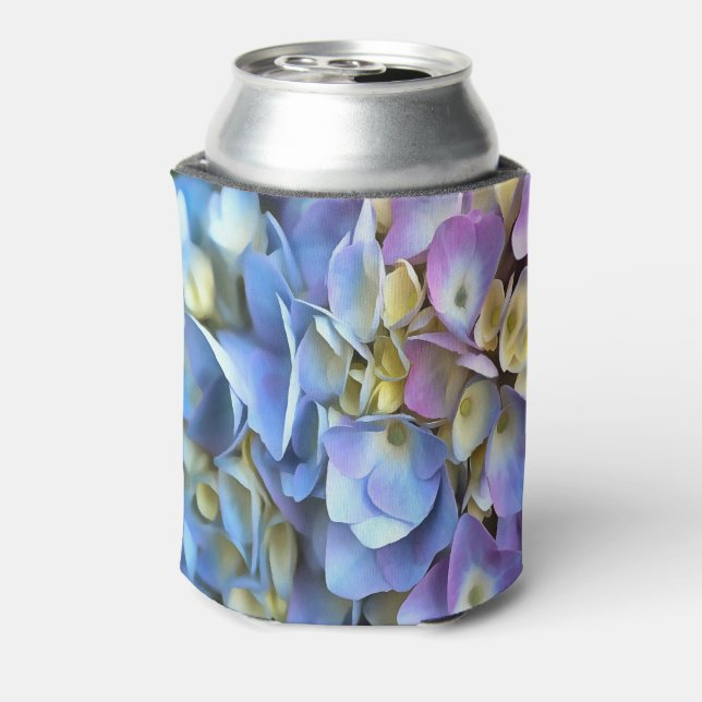 Blue Hydrangea Shrub Artistic Bossom Can Cooler (Can Back)