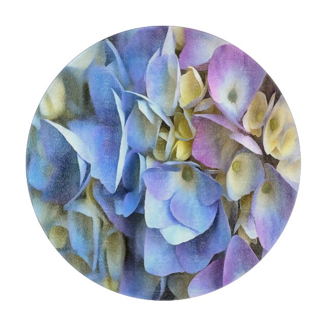 Blue Hydrangea Shrub Artistic Bossom Cutting Board (Front)