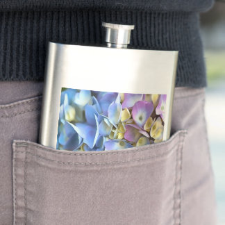 Blue Hydrangea Shrub Artistic Bossom Hip Flask