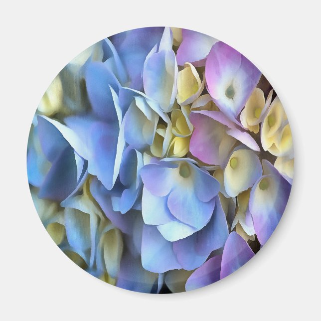 Blue Hydrangea Shrub Artistic Bossom Magnet (Front)