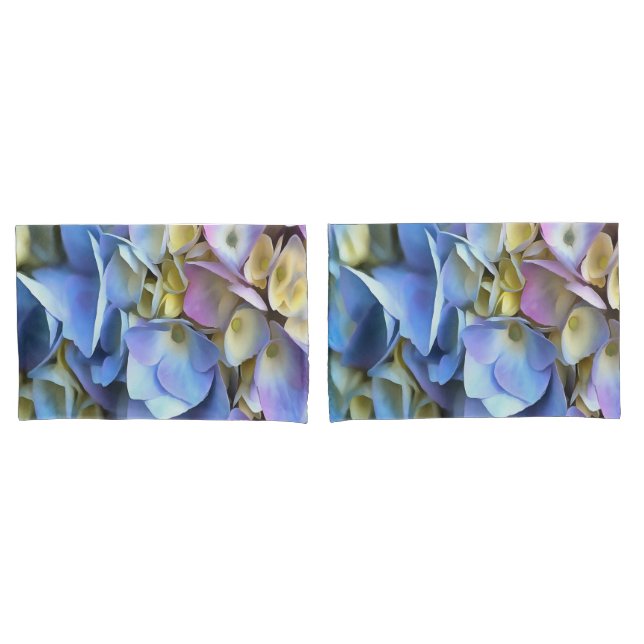 Blue Hydrangea Shrub Artistic Bossom Pillowcase (Front-Set)