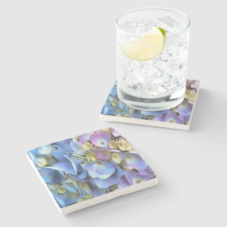 Blue Hydrangea Shrub Artistic Bossom Stone Coaster