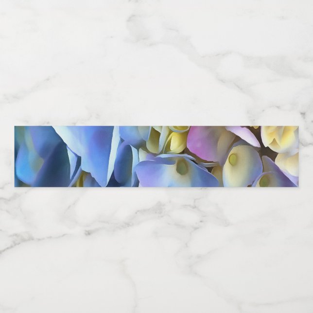 Blue Hydrangea Shrub Artistic Bossom Water Bottle Label (Single Label)