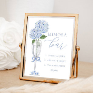 Blue Hydrangea, Silver Mimosa Bar Shower Poster