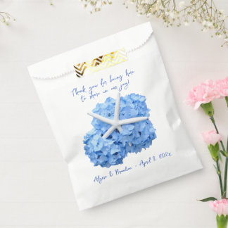 Blue Hydrangea Starfish Beach Wedding Favour Bags