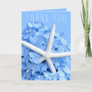 Blue Hydrangea Starfish Thank You Bridal Party Card