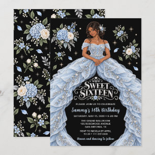 Blue Hydrangea Sweet Sixteen Birthday Invitation
