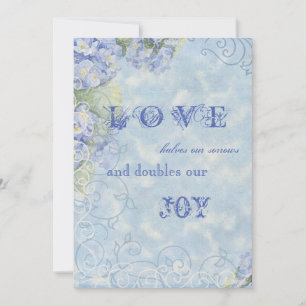 Blue Hydrangea Swirl Floral Vintage Style Invite