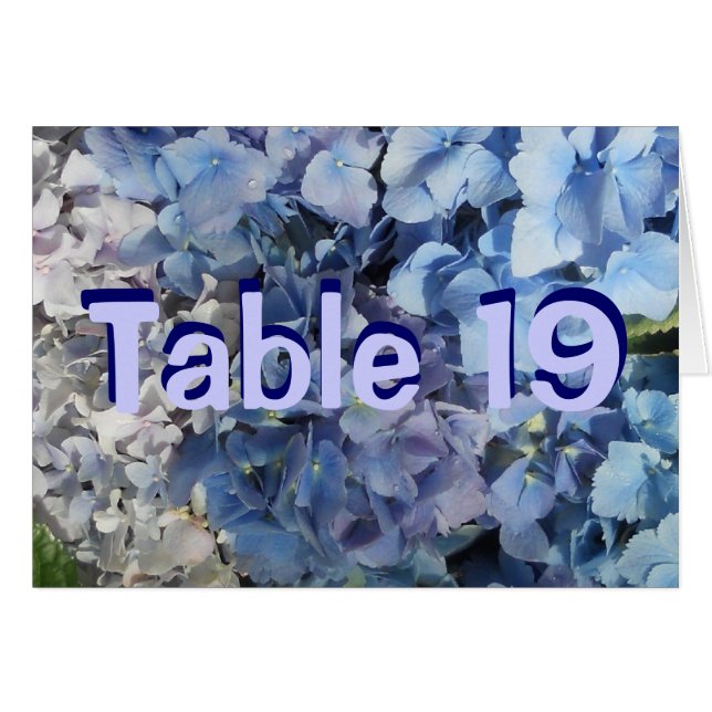 Blue Hydrangea Table Number Cards (Front Horizontal)