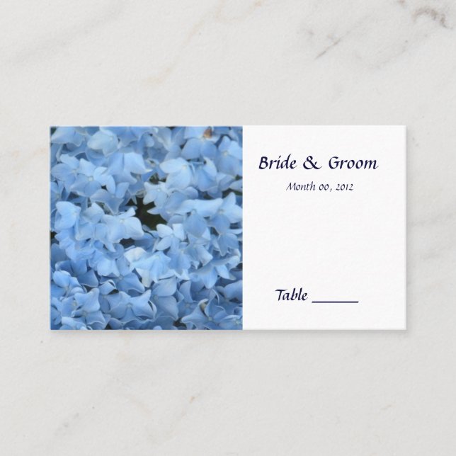 Blue Hydrangea Table Place Card (Front)