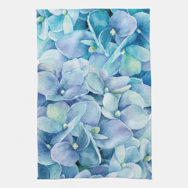 Blue Hydrangea Tea Towel (Vertical)