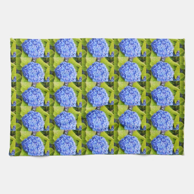 Blue hydrangea tea towel (Horizontal)