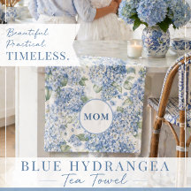 Blue Hydrangea Tea Towel MOM Gift