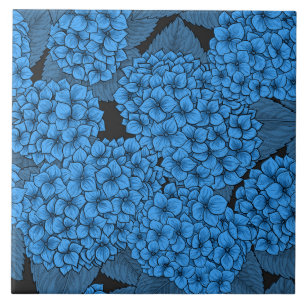 Blue hydrangea tile