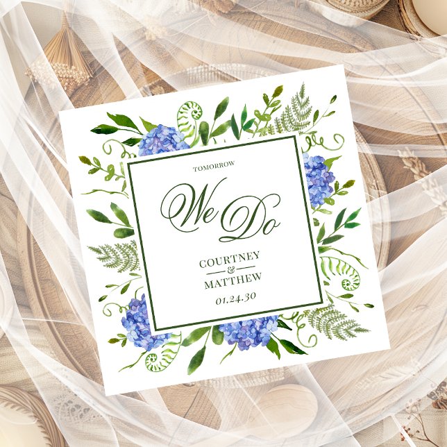 Blue Hydrangea Tomorrow We Do Cocktail Napkin (Creator Uploaded)