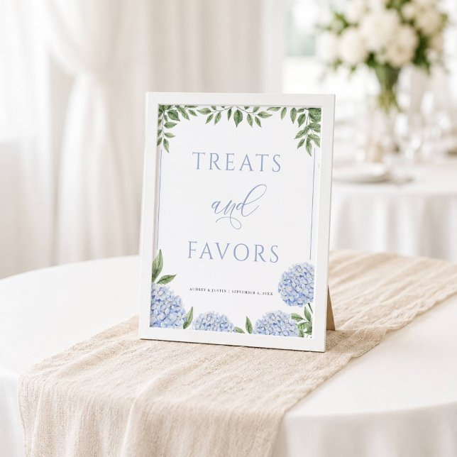 Blue Hydrangea Treats and Favours Wedding Poster (Creator Uploaded)