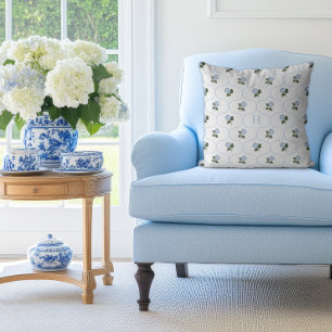 Blue Hydrangea Trellis Monogram   Cushion