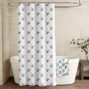 Blue Hydrangea Trellis Shower Curtain