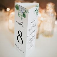 Blue Hydrangea Tri-Fold Wedding Menu