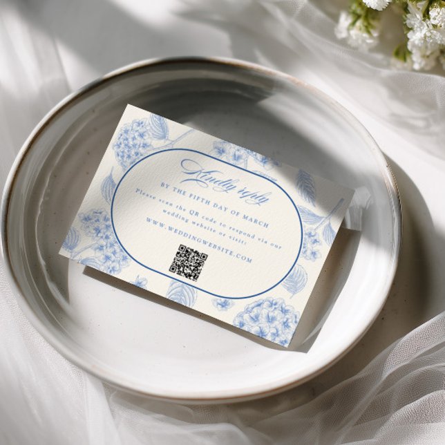 Blue Hydrangea Vintage Wedding  RSVP Card (Creator Uploaded)