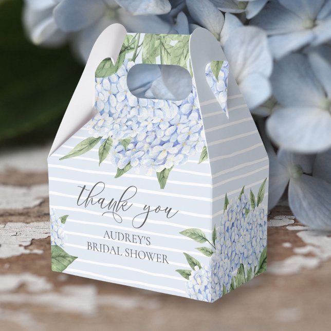 Blue Hydrangea Watercolor Blooms Custom Favour Box (Creator Uploaded)
