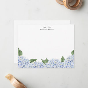 Blue Hydrangea Watercolor Border, Personalised Card